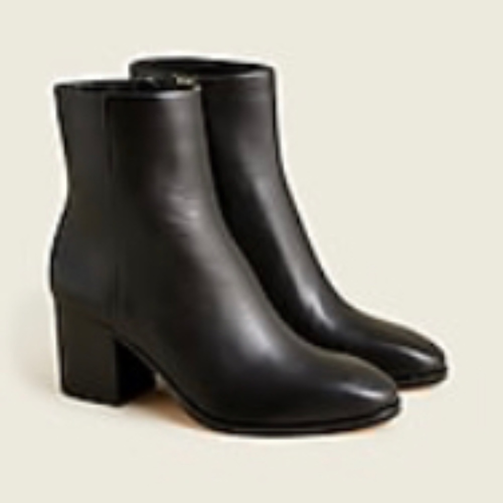 JCrew Sadie stacked-heel ankle boots in leather